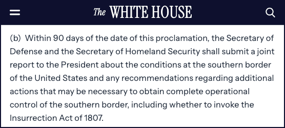 screenshot of the paragraph previously quoted, on the White House website