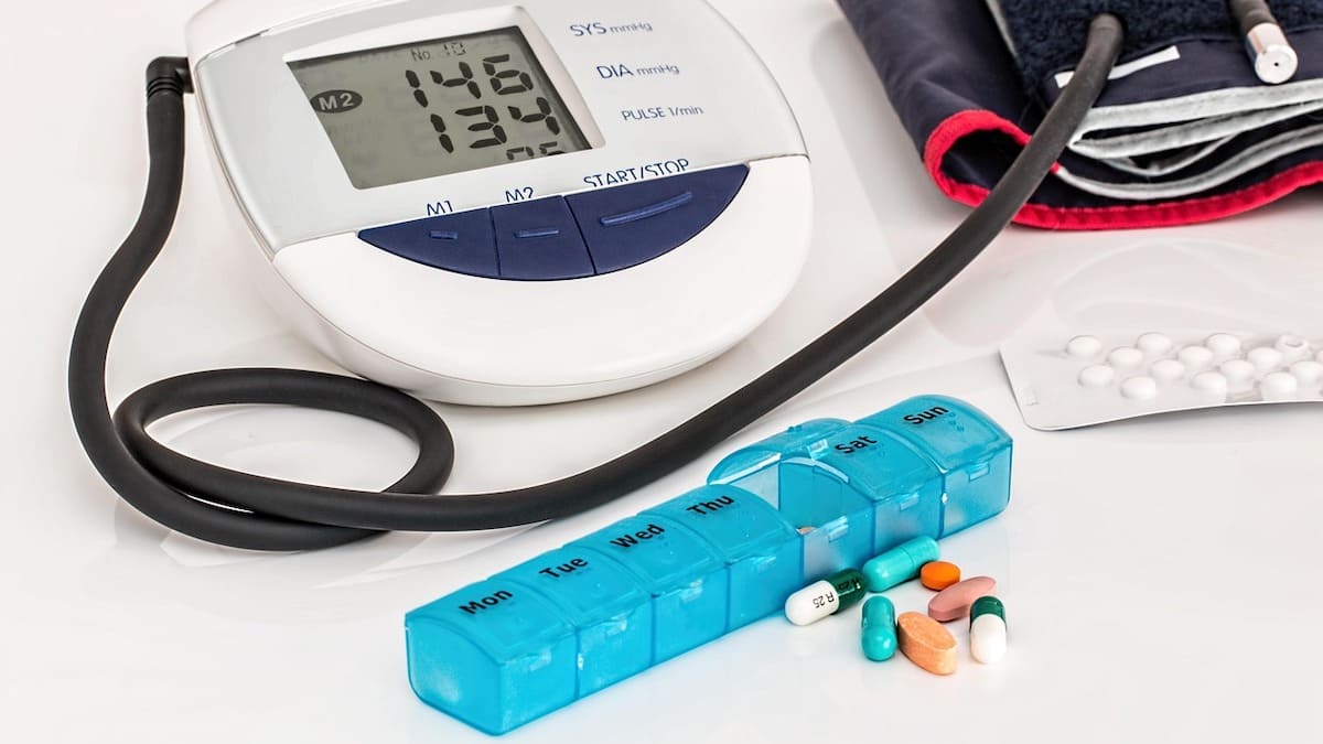 blood pressure monitor and weekly pill container