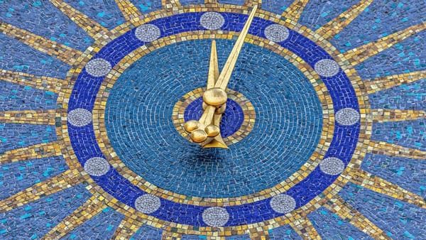 blue mosaic clock face