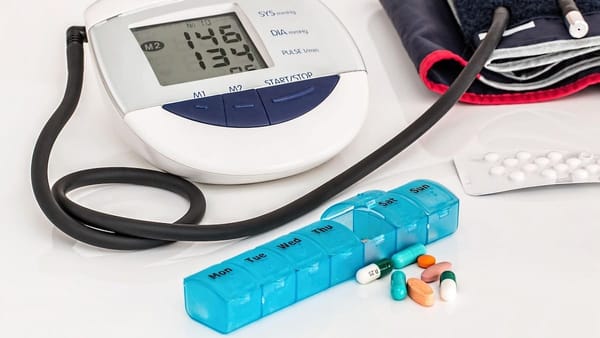 blood pressure monitor and weekly pill container
